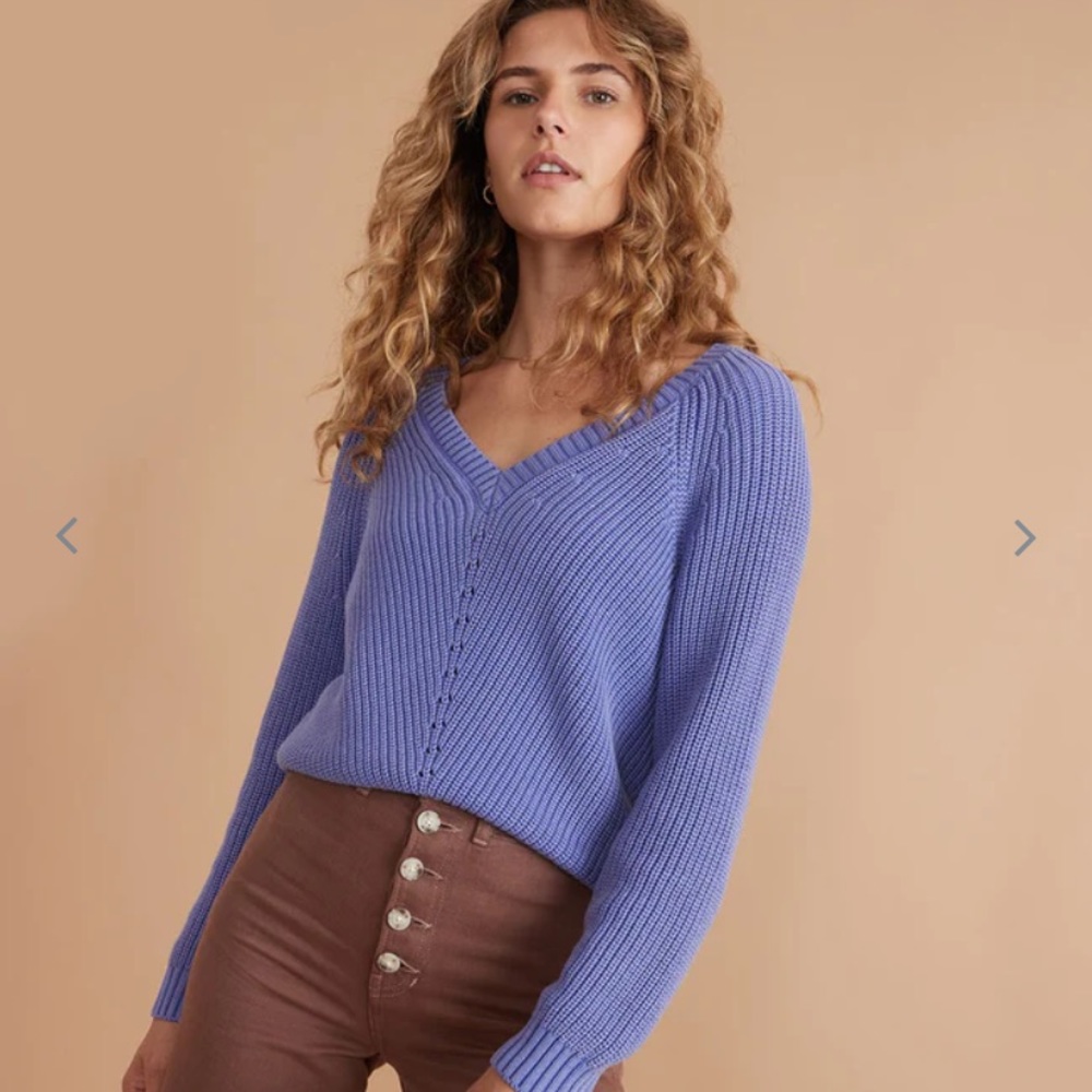 Marine Layer Ezra V-neck Sweater in Marlin Purple Size Small
